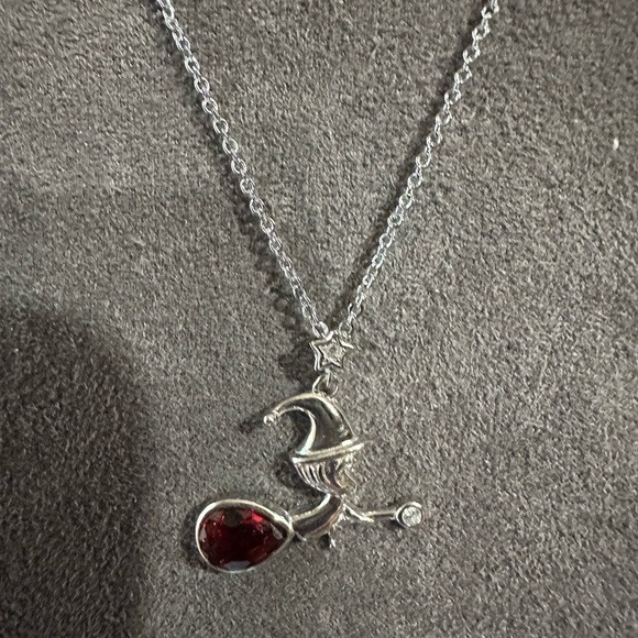 Silver 925 Witch on Broomstick Pendant with. Garnet Stone and Silver 925 Chain - Picture 13 of 13